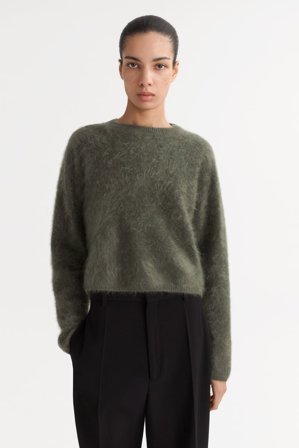 Soft Goat - Brushed crewneck - Kashmirtröja dam - M - Olive