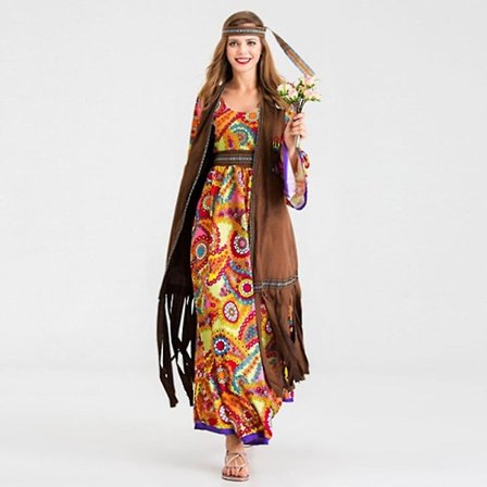 Vuxna kvinnor Retro 60-tal 70-tal Hippie Love Peace Kosty Halloween Puri Party Kostyer Cosplay Fancy Dress - Wtake M