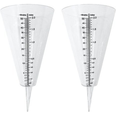 #QD#Regnmåler, utendørs regnmåler, 2 regnmålere med gjennomsiktig kjegle med dobbel skala for overvåking av regn i hager, utendørs og på balkonger