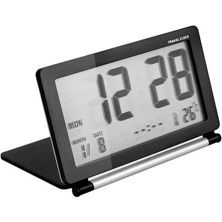 Foldbart digitalt bordur rejsevækkeur snooze ultratyndt mini elektronisk vækkeur lydløst vækkeur LCD digital