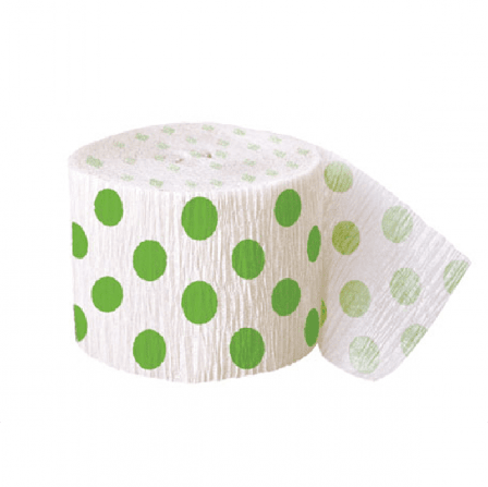 Crepebånd grønne prikker 914 cm