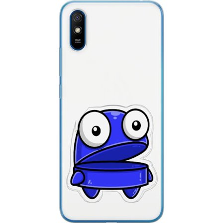 Kompatibel Mobilcover til Xiaomi Xiaomi Redmi 9A Blå tegneseriefigur med åbent udtryk og store øjne i sjov illustration