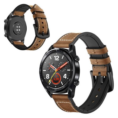 Huawei Watch GT / GT 2 42mm / 46mm / Magic ægte læder Urrem - Mørkebrun
