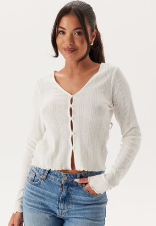 BUBBLEROOM - Pointelle Cardigan Top - XS