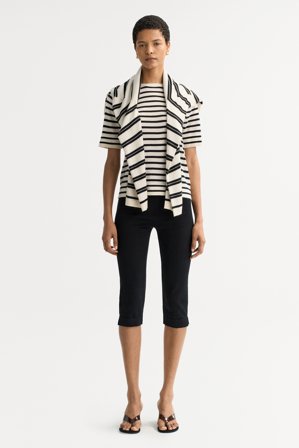 Soft Goat - Fine knit t-shirt - Women cashmere sweater - XL - Striped