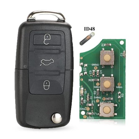 3-knapps flip fjernkontroll bilnøkkel for VW PASSAT Polo Skoda Seat Polo/Golf/Beetle 1K0959753G 434Mhz ID48