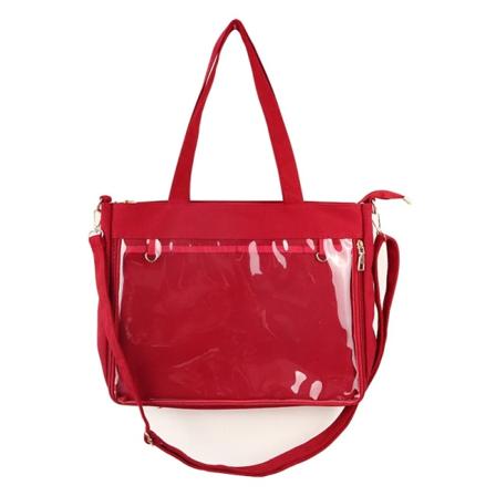 Big Ita Bag Röd med Insats Japansk Söt Klar Dam Dubbla Remmar Flickor Kawaii Transparent Shouldra Lolita Blue ItaBag H234 red Double Straps style
