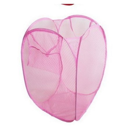 PLASTIFIC Foldable Pop Up Mesh Vaskeri Vasketøy Kurv Bag Bin Hamper Leke Ryddig Oppbevaring Organiser Vaskeri Net Bag Klær Vesker (1 vare Rosa)