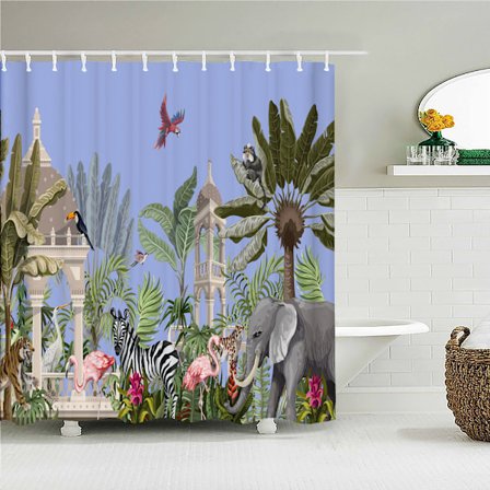 Bruseforhæng Grønt Skimmelresistent Vandtæt Fugl Blomst Badeværelsesforhæng Med Kroge 180x180cm-stil 22 2025th
