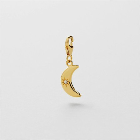 Moon Charm - 24K GULLBELAGT STERLINGSØLV