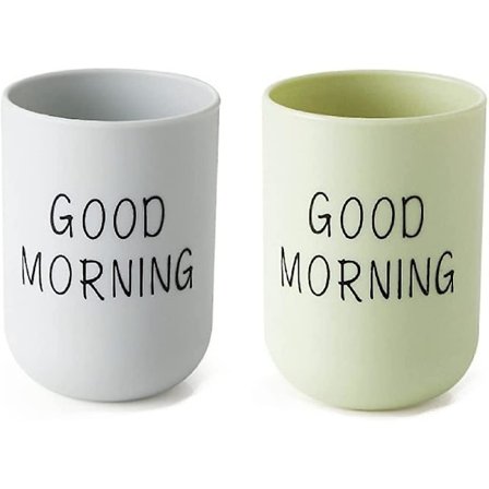 2 stk. plastkopper for bad, tannbørsteholder, tannbørstekopp