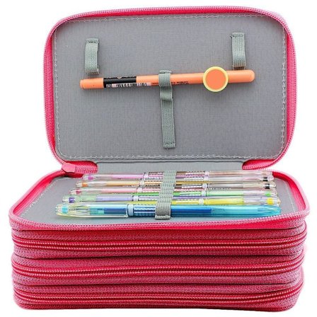 3 Layer Pen Bag Drawing Pen Bag FUSHCIA