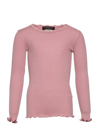 Silk T-Shirt W/ Lace Pink Rosemunde Kids
