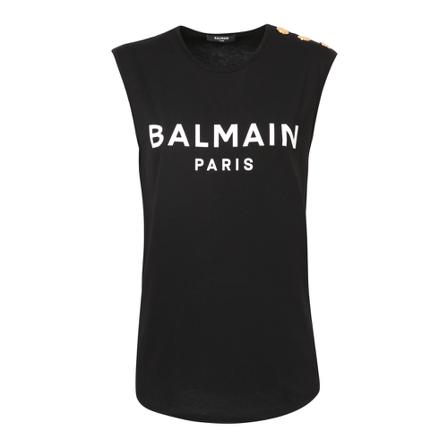 Balmain Logo-print top Sort, Dame
