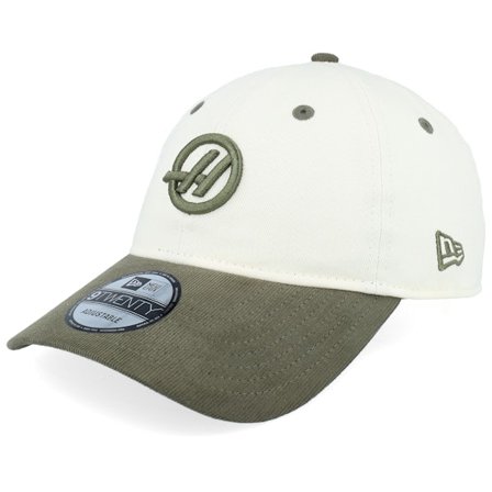 New Era - Motor Bege unconstructed Boné - Haas F1 25 Seasonal 9TWENTY Off White/New Olive Dad Cap @ Hatstore