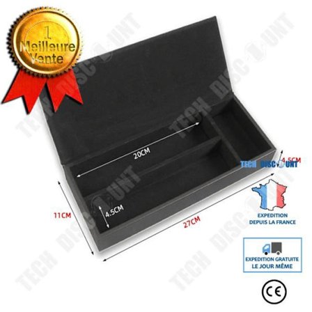 Förvaringslåda - TECH DISCOUNT - Pennaetui - Svart läder - 27x11x4 cm - Studentkontor