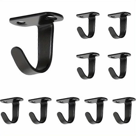 10 stk. Tagkroge i rustfrit stål, skruemonterede, underhyldekroge til håndklæder/frakker, kraftige knager til badeværelsesskabe, garage Mat Sort