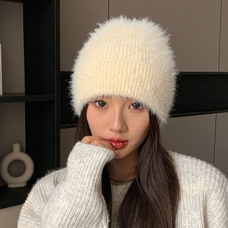 Kanin cap Strikkede hue BEIGE G