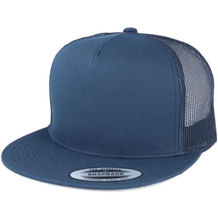Yupoong - Blå trucker Keps - Classic Navy A-Frame Trucker Snapback @ Hatstore