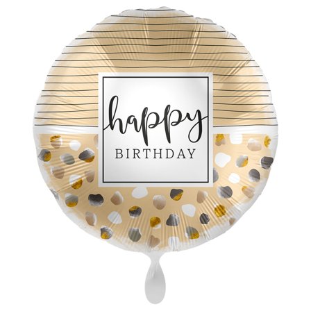 Happy Birthday Ilmapallo Natural Dots & Stripes