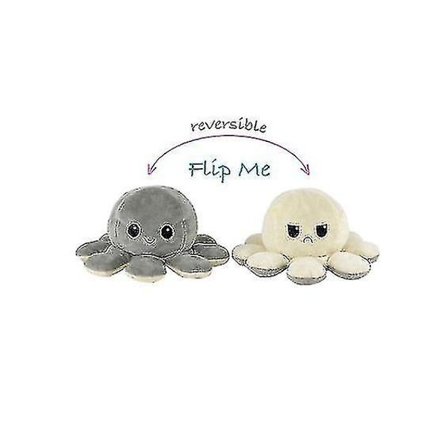 Vendbar Blæksprutte Plyslegetøj Dobbeltsidet Flip Dukke Vis Humør Legetøj