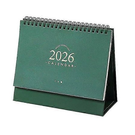 Bordkalender 2026, 2026 Metal Ring Dobbeltbundet Månedskalender til Hjem, Kontor, Skole (Grøn)