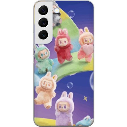 Kompatibelt Mobilskal till Samsung Samsung Galaxy S22+ 5G La.bubu regnbåge affisch la.bubu figur kaninkostym leksaker söta pastell färgglad anime s