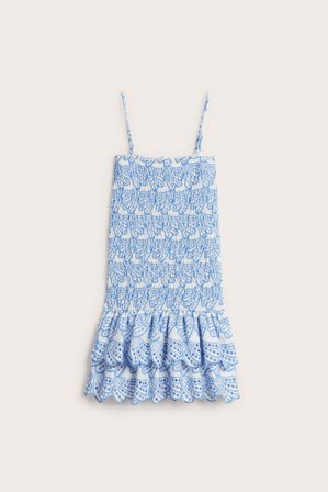 Kappahl | Smokkirypytetty mekko brodeerauksella | Sininen