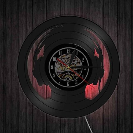 Musik Vinylplade Væg Ur - iført Hovedtelefoner Led Lys Væg Ur - vinyl Ur - stue Væg Dekoration - Unikke Gaver Til Musikelskere