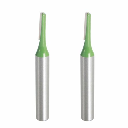 3mm Diameter Fræserbit - 6mm Diameter Skaft - Enkelt Rett Karbidbit for Trebearbeiding - 2 stk, Grønn, 6mm x 3mm