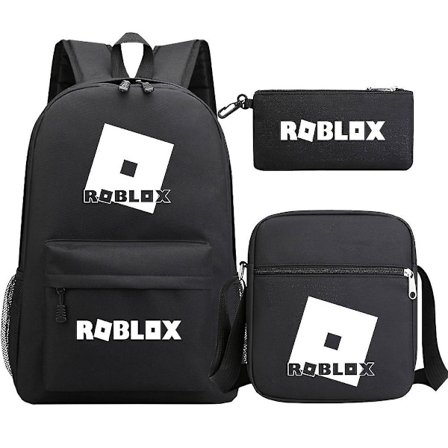 3-delt sett Anime Roblox Ryggsekk Casual Svart Skolesekk Med Messenger Bag Pennveske