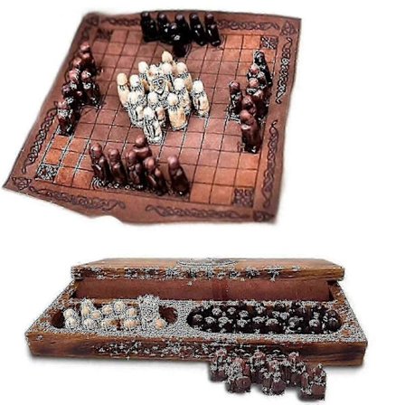 Hnefatafl Brädspel, Viking Schackset, Schackset i Trä, Reseset för Vuxna/Barn Med Trälåda Hwy