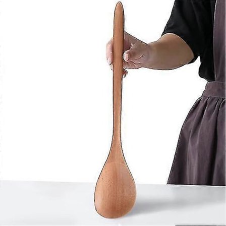 Kæmpe Træske Til Madlavning, Stor Træske, Stor Hjørneske | Retvinklet Ske, Komfortabelt Langt Håndtag Greb Køkken Servering (FMY)