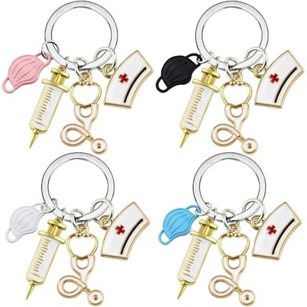 4 kappaletta sairaanhoitajien avaimenperiä, lahja-avaimenperiä, avaimenperä lääkärille, sairaanhoitajan tarvikkeet