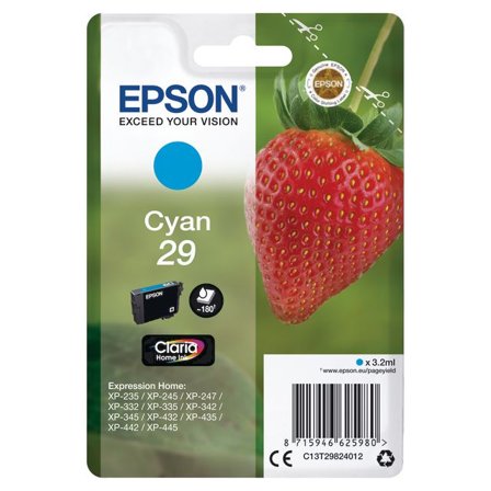 EPSON Bläckpatron 29, C13T29824012, Strawberry, Claria Home-bläck, cyan, singelförpackning - Lyreco - Toner och bläck - Bläckpatroner - Bläckpatroner 