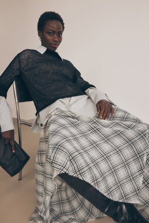 NA-KD Maxi Checked Skirt - Lange nederdele - CheckeRød - EU 38