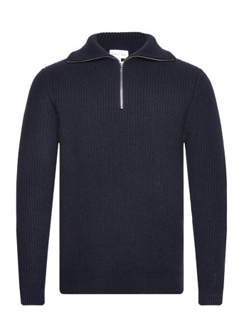 Davida Cashmere Man Chunky Rib Half Zip - Navy - S