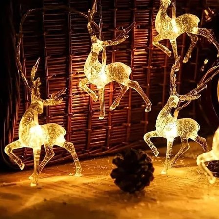 Julebelysning Rensdyr Lysstreng 1,5/3m 10/20LED Indendørs Udendørs Guirlande Fest Soveværelse Altan