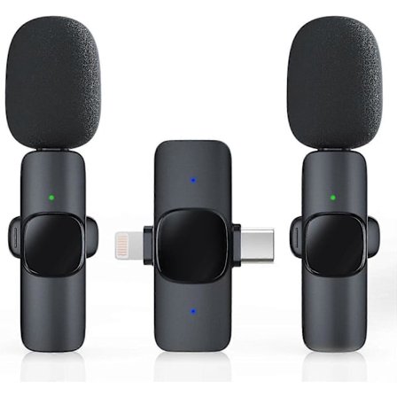 2-pack Trådlös Lavalier Mikrofon för iPhone/Android Telefon, USB C Trådlös Lav