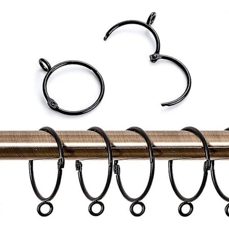 20 stk. gardinringer i metall, 38 mm indre diameter (svart) (FMY)