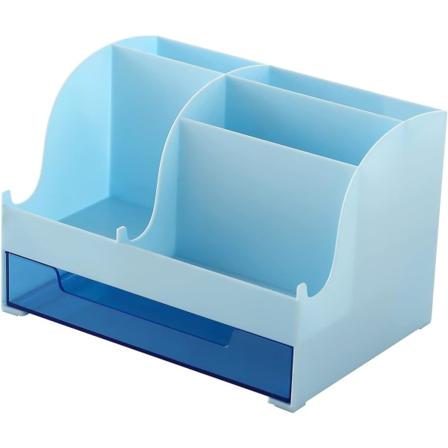 Sööt pöytäjärjestäjä toimistolle säilytyksellä ja laatikolla, kynäteline puhelimen telineellä, O blue
