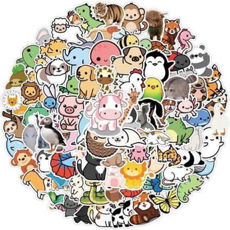 ING Stickers—100 Dyre Klistermærker—Søde Dyredesigns