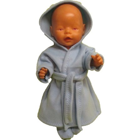 Morgonrock i ljusblå fleece till Baby Born, dockkläder.