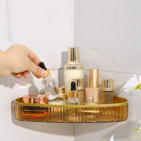 Hylde til brusebad uden boring, hylde til brusebad uden boring, trekant opbevaringshylde til hjemmet, transparent