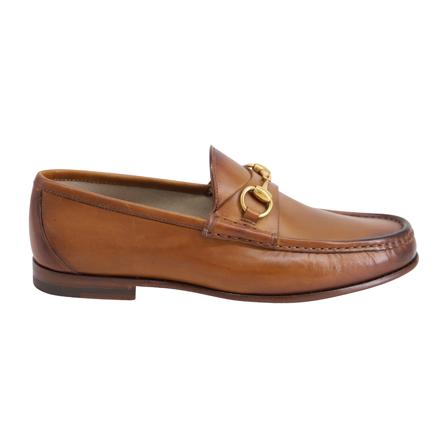 Gucci Vintage, Pre-owned Jordaan Horsebit Loafers in Burnished Leather Beige, Heren, Maat:40 EU,leer