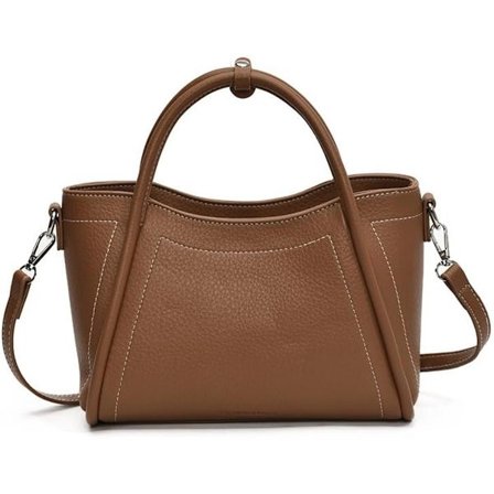 ING Damehåndveske, kan brukes som skulderveske, crossbody-veske, vintagehåndveske eller stilig håndveske laget av imitert skinn - brun.