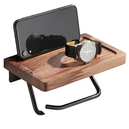 Toalettpapirholder, veggmontert og selvklebende trehylle