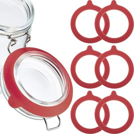 8 Stykker 9,5 cm Silikonkrukketetninger Erstatning Silikontetninger Lufttette Tetninger Tetningsringer for Vanlig Munn Konserveringskrukke (Rød)