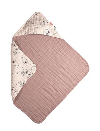 Håndklæde M/Hætte Sea Friends Pudder Home Bath Time Towels & Cloths Towels Vaaleanpunainen D By Deer