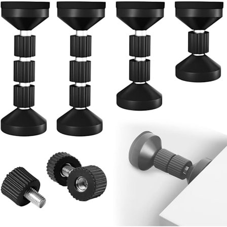 4 stk. (sort) Anti-Shake Justerbar Gevind Senge Rammer, 42mm-110mm, Justerbar Hovedgærde Tårn til Seng, Garderobe, Sofa, Hovedgærde